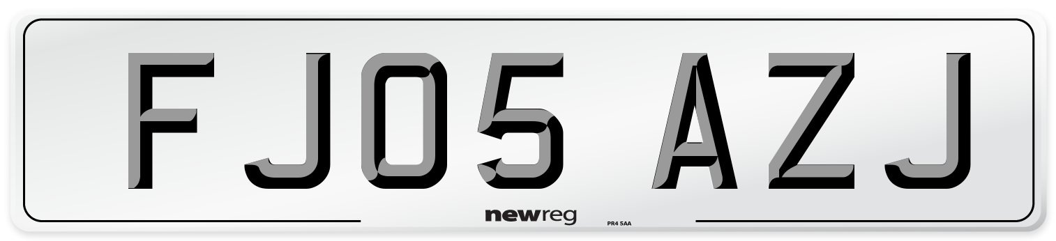 FJ05 AZJ Number Plate from New Reg